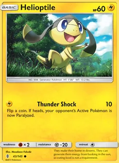 Helioptile card from Guardians Rising, number 43/145
