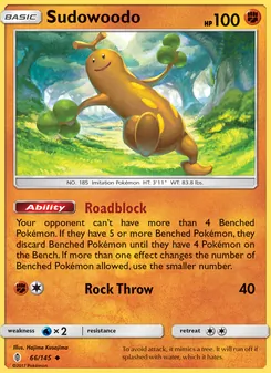 Sudowoodo card from Guardians Rising, number 66/145