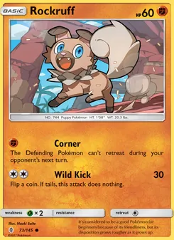 Rockruff card from Guardians Rising, number 73/145