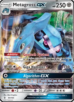 Metagross GX card from Guardians Rising, number 85/145
