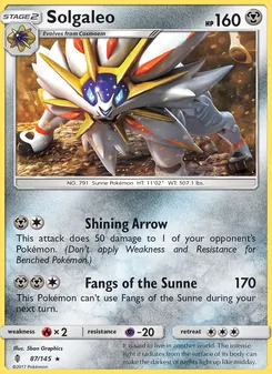 Solgaleo card from Guardians Rising, number 87/145