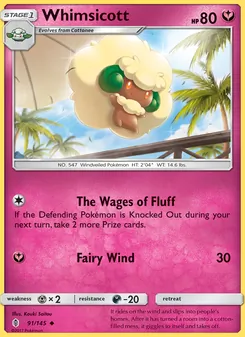 Whimsicott card from Guardians Rising, number 91/145
