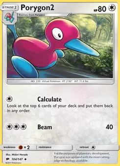 Porygon2 card from Burning Shadows, number 104/147