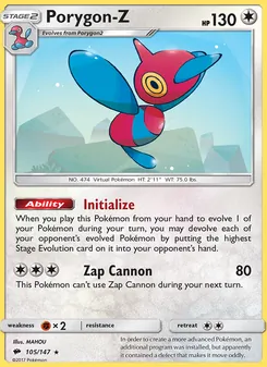Porygon-Z card from Burning Shadows, number 105/147