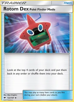 Rotom Dex—Poké Finder Mode card from Burning Shadows, number 122/147