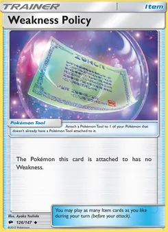 Weakness Policy card from Burning Shadows, number 126/147