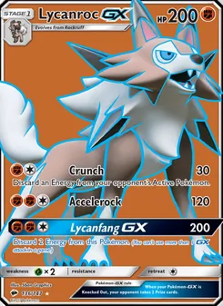Lycanroc GX card from Burning Shadows, number 136/147