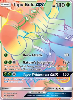 Tapu Bulu GX card from Burning Shadows, number 149/147