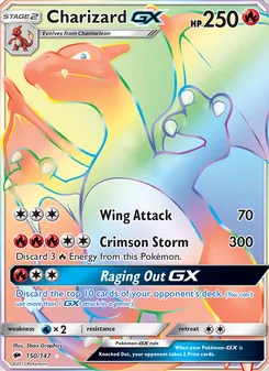 Charizard GX card from Burning Shadows, number 150/147