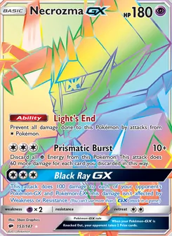 Necrozma GX card from Burning Shadows, number 153/147