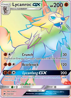 Lycanroc GX card from Burning Shadows, number 155/147
