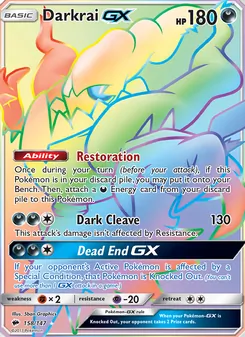 Darkrai GX card from Burning Shadows, number 158/147