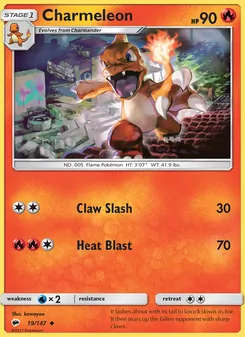 Charmeleon card from Burning Shadows, number 19/147