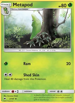 Metapod card from Burning Shadows, number 2/147