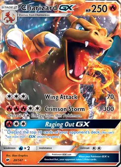 Charizard GX card from Burning Shadows, number 20/147