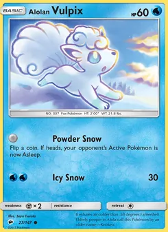 Alolan Vulpix card from Burning Shadows, number 27/147