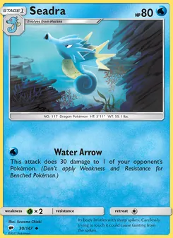 Seadra card from Burning Shadows, number 30/147