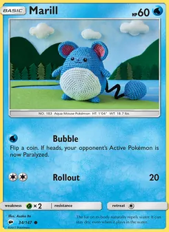 Marill card from Burning Shadows, number 34/147