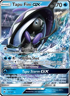 Tapu Fini GX card from Burning Shadows, number 39/147