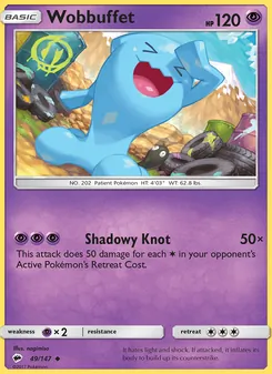 Wobbuffet card from Burning Shadows, number 49/147