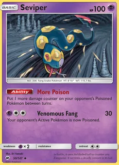 Seviper card from Burning Shadows, number 50/147