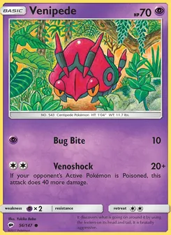Venipede card from Burning Shadows, number 56/147