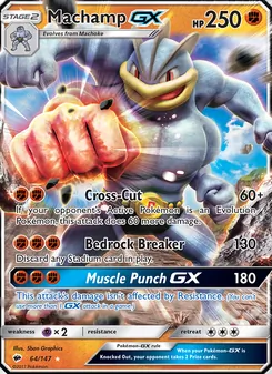 Machamp GX card from Burning Shadows, number 64/147