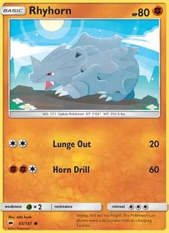 Rhyhorn card from Burning Shadows, number 65/147