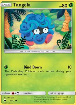 Tangela card from Burning Shadows, number 7/147