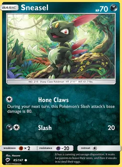 Sneasel card from Burning Shadows, number 85/147