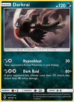 Darkrai card from Burning Shadows, number 87/147