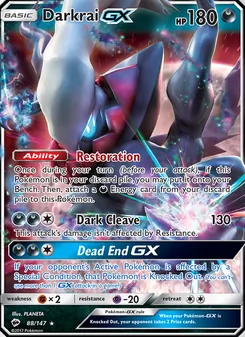 Darkrai GX card from Burning Shadows, number 88/147