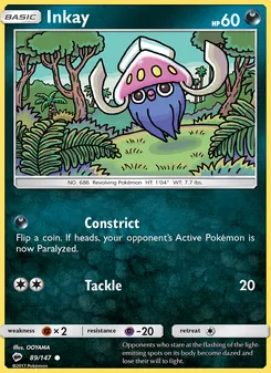 Inkay card from Burning Shadows, number 89/147