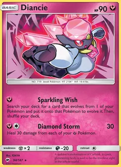 Diancie card from Burning Shadows, number 94/147