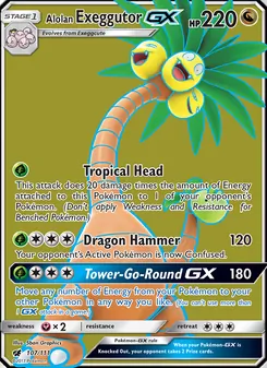 Alolan Exeggutor GX card from Crimson Invasion, number 107/111