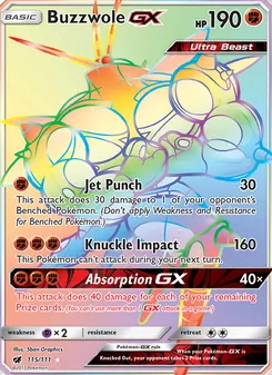 Buzzwole GX card from Crimson Invasion, number 115/111