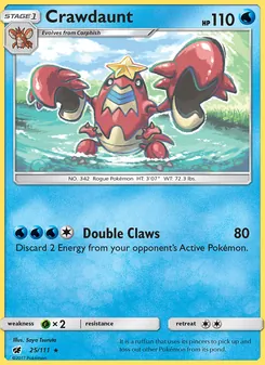 Crawdaunt card from Crimson Invasion, number 25/111