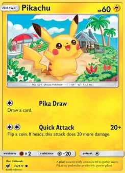 Pikachu card from Crimson Invasion, number 30/111
