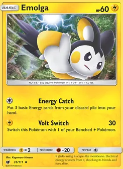 Emolga card from Crimson Invasion, number 35/111