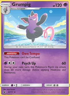Grumpig card from Crimson Invasion, number 42/111