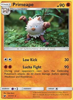 Primeape card from Crimson Invasion, number 51/111