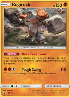 Regirock card from Crimson Invasion, number 53/111