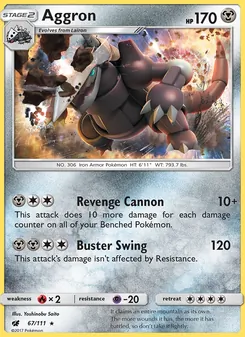 Aggron card from Crimson Invasion, number 67/111