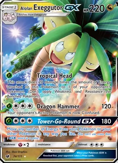 Alolan Exeggutor GX card from Crimson Invasion, number 74/111