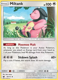 Miltank card from Crimson Invasion, number 78/111