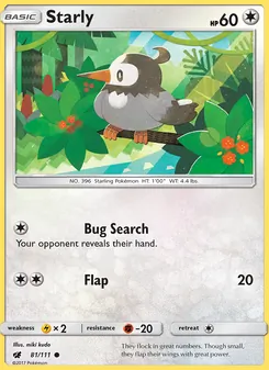 Starly card from Crimson Invasion, number 81/111