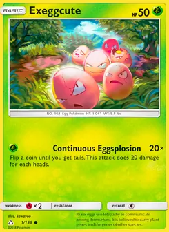 Exeggcute card from Ultra Prism, number 1/156
