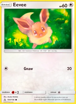 Eevee card from Ultra Prism, number 104/156