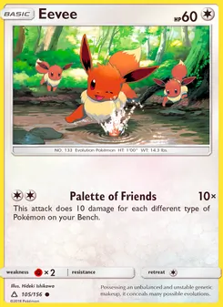 Eevee card from Ultra Prism, number 105/156