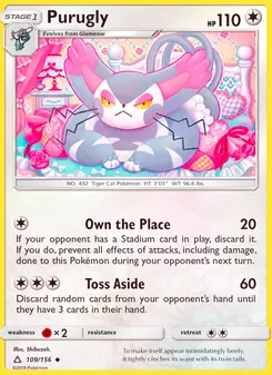 Purugly card from Ultra Prism, number 109/156